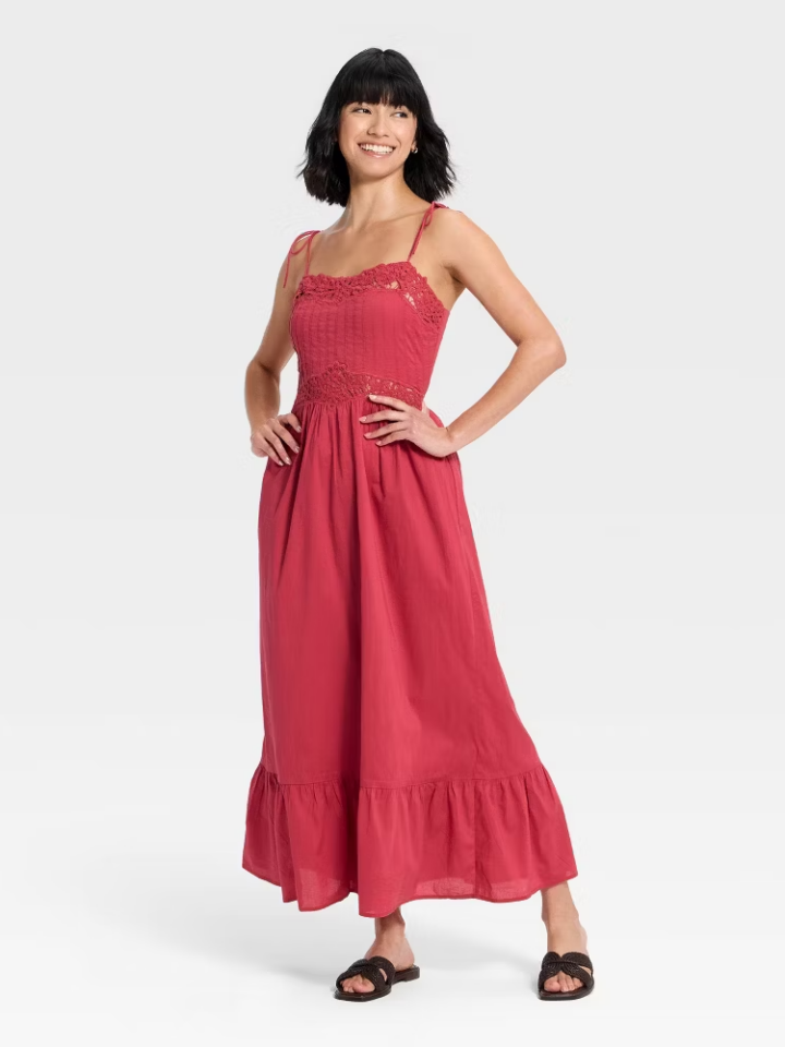 Women Lace Cami Midi A-Line Dress - Universal