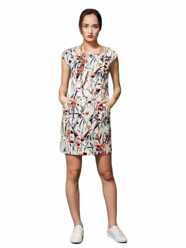 ALICE'S PIG Women'S Floral White Zooey'S Zipper Dress AP0176 NWT