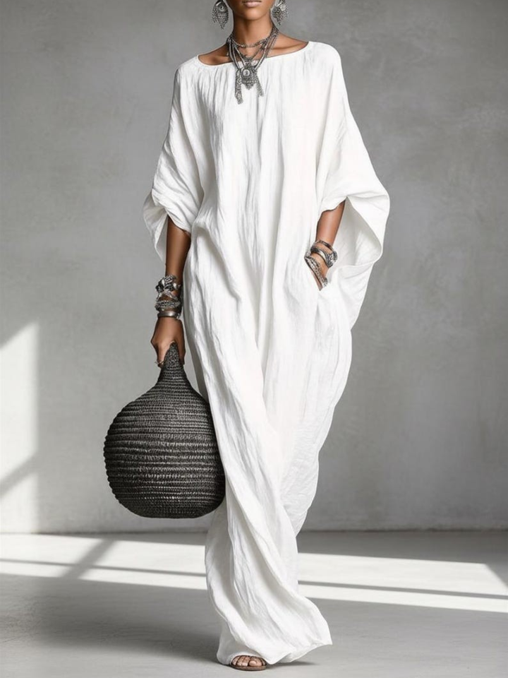 Elevate Your Wardrobe with This Elegant Maxi Kaftan Dress, Designed for Both Com