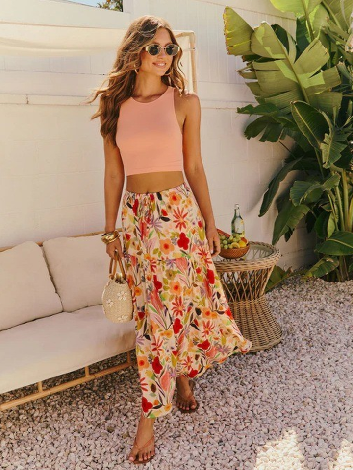 Women'S Floral Print Maxi Dress Summer Boho Loose Fit Long Beach Dress