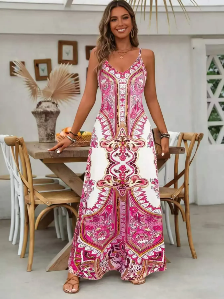 Chic Vintage Floral Print Maxi Dress