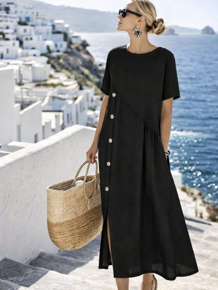 Cotton Linen Summer Dress for Women, Casual Loose Fit Dress