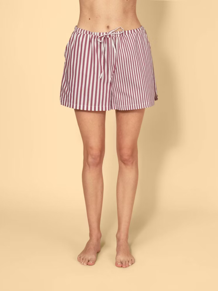 Chic & Comfortable Solid & Striped Mid-Rise Drawstring Poplin Pull-On Shorts for Women